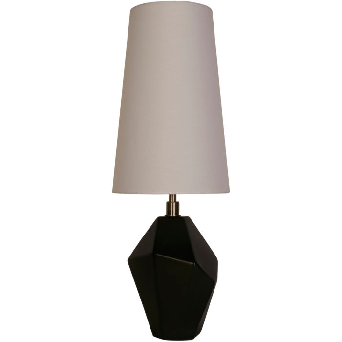 Searchlight Apex tafellamp van 55,5 cm hoog met zwart steenvormige voet en hoge kap van wit textiel