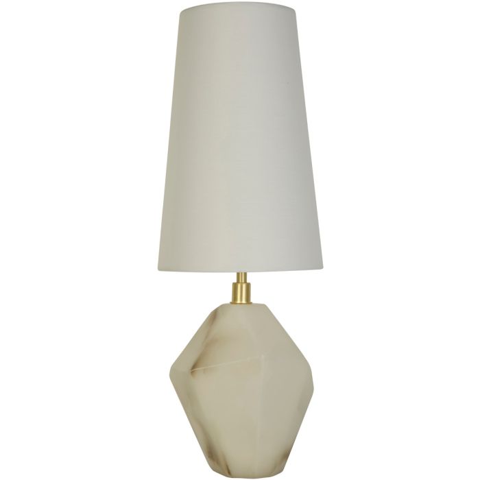 Searchlight Apex tafellamp van 55,5 cm hoog met wit steenvormige voet en hoge kap van wit textiel
