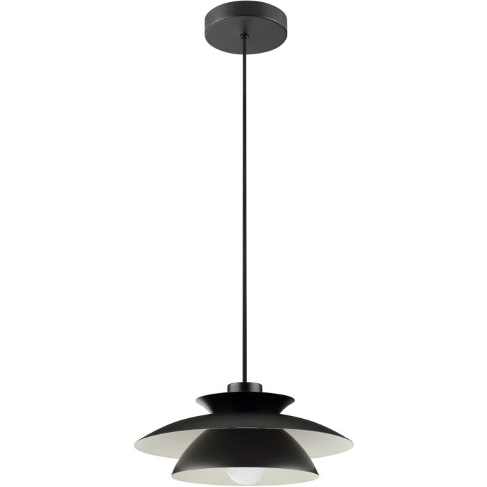 Brilliant Appia zwarte hanglamp met een diameter van 30,5 cm van drie schaalvormige metalen ringen boven elkaar