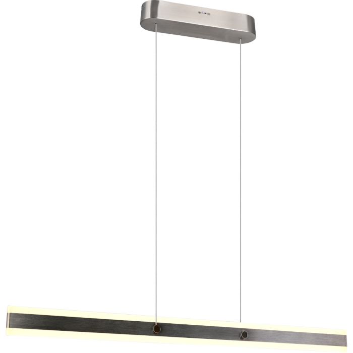 Trio Arcola 331210107 staalkleurige langwerpige hanglamp van 115cm met lichtbalk onder en boven en liftfunctie