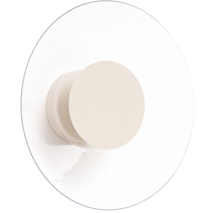 beige ronde wandlamp van 28 cm in diameter met brede plexiglas rand en geïntegreerde LED voor licht langs de muur 