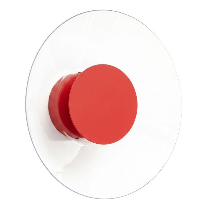 rood ronde wandlamp van 28 cm in diameter met brede plexiglas rand en geïntegreerde LED voor licht langs de muur 