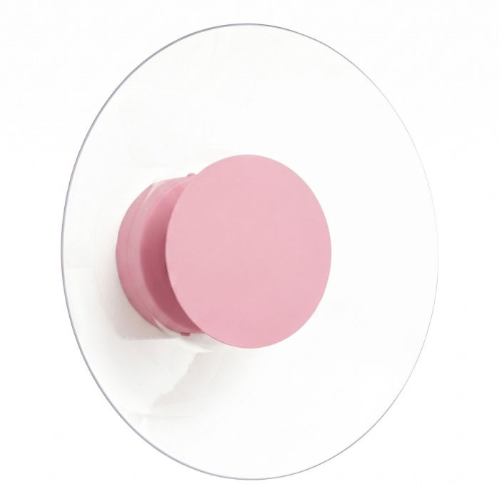 roze ronde wandlamp van 28 cm in diameter met brede plexiglas rand en geïntegreerde LED voor licht langs de muur 