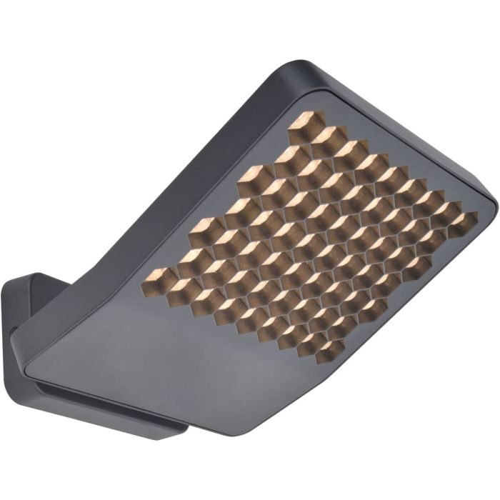 Lutec Atlantis antraciet grijze schijnwerper van 22,4 cm diep en 20,1 cm breed met honingraat structuur voor de LED unit
