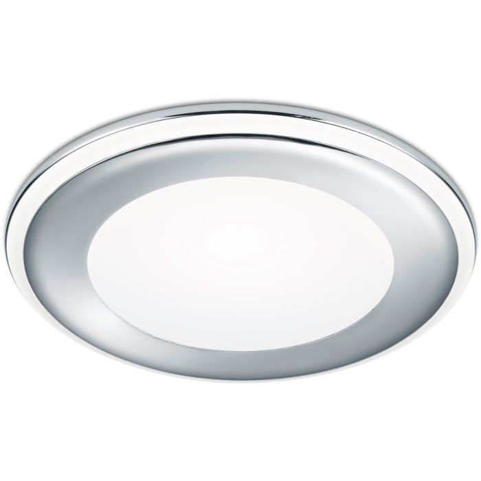 Trio Aura 652410106 chromen inbouwspot met LED paneeltje en brandende LED rand