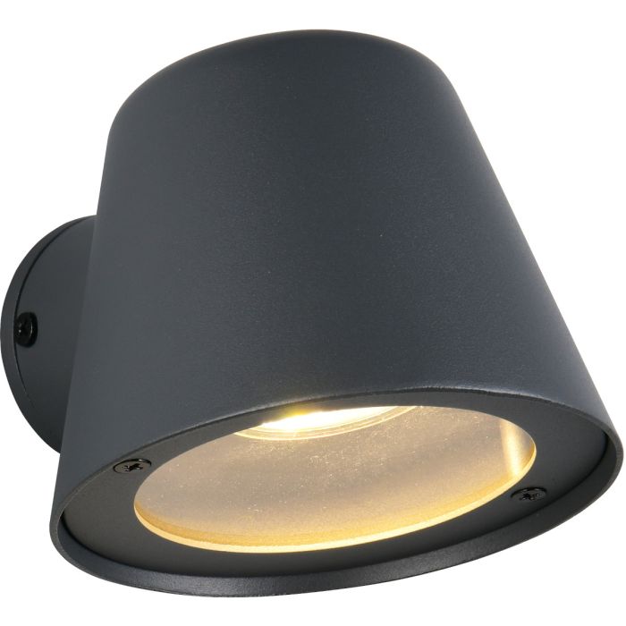 Trio Beni antraciet klein rond naar beneden gericht wandlampje van 11cm hoog voor buiten met een GU10 lampje