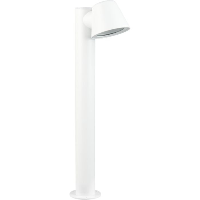 Trio Beni witte sokkellamp van 50 cm hoog voor buiten met klein rond naar beneden gericht spotje met een GU10 lampje