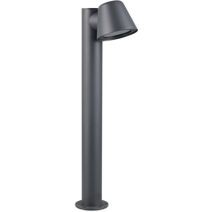 Trio Beni antraciet grijze sokkellamp van 50 cm hoog voor buiten met klein rond naar beneden gericht spotje met een GU10 lampje
