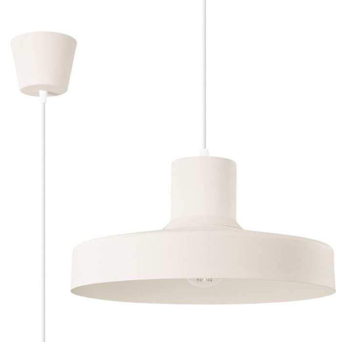 Sollux Bilo beige metalen hanglamp met een ronde kap van 35 cm en 18 cm hoogte
