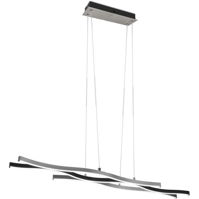 Trio Blaze 341210305 hanglamp met drie golvende balkjes in zwart en aluminium kleur met geintegreerde LED strips