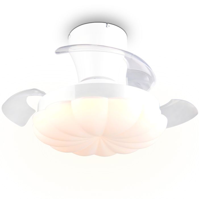 Reality Boras witte plafondventilator van 60 cm in diameter met uitgeklapte wieken en wit golvende LED unit in het midden