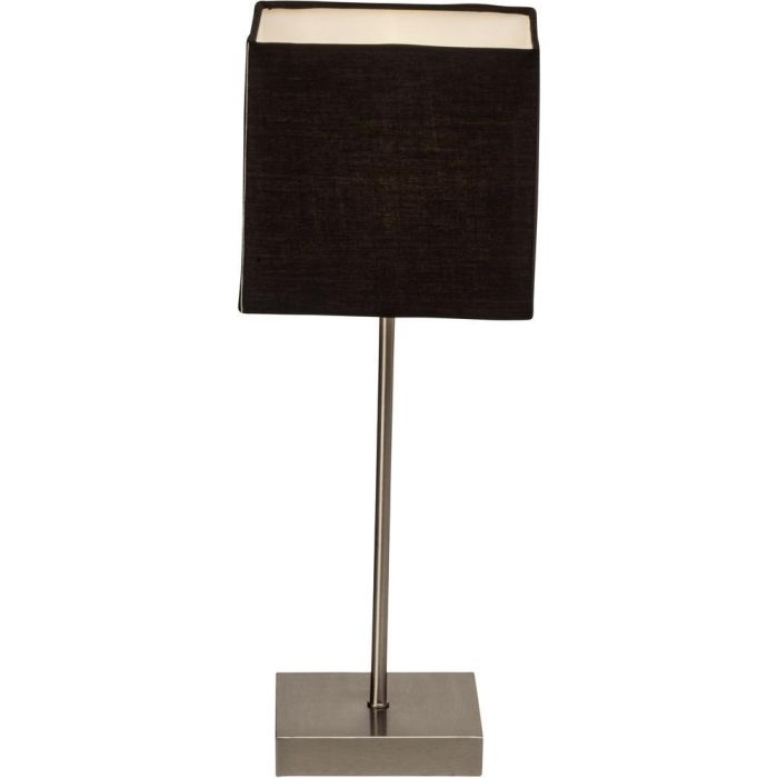 Brilliant Aglae 94873/63 staalkleurig tafellampje met antraciet grijs vierkant kapje van textiel