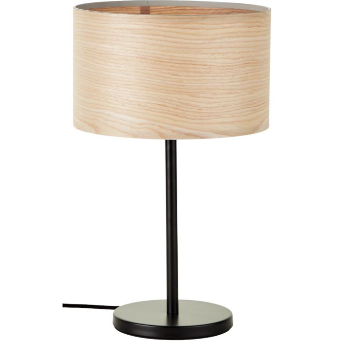 Brilliant Romm 93139/76 zwart tafellampje met kap in houtkleur