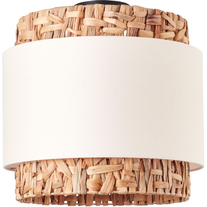 Brilliant Waterlilly 99828/09 plafondlamp met ronde kap van waterhyacint met een band van wit textiel