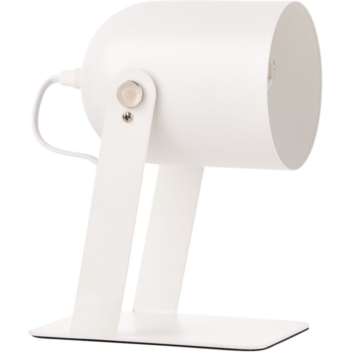 Brilliant Yan 98960/05 wit metalen tafellamp met grote metalen spot lamp welke kantelbaar is