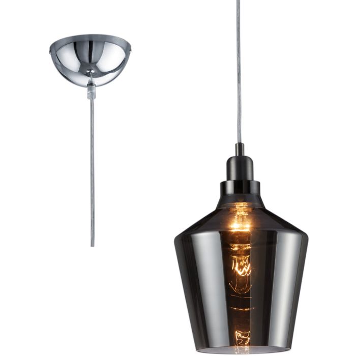 Trio Calais 304800142 rookglazen hanglamp met transparant koord