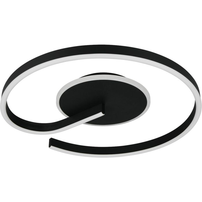 Reality Calle zwarte cirkelvormige plafonnière met een diameter van 50 cm en LED rond de plafondplaat en in de ring