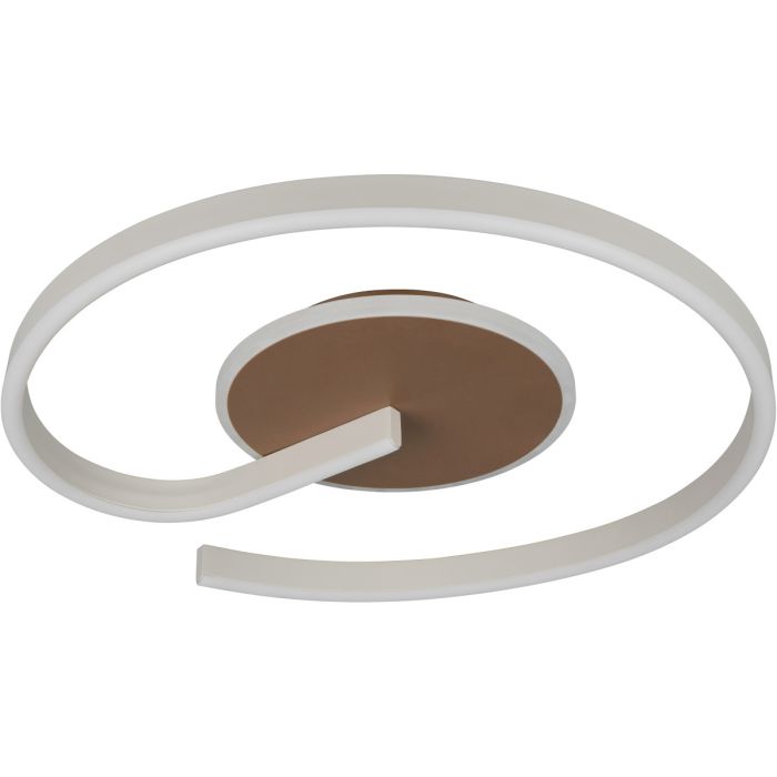 Reality Calle koffiebruin met warm grijze cirkelvormige plafonnière met een diameter van 50 cm en LED rond de plafondplaat en in de ring