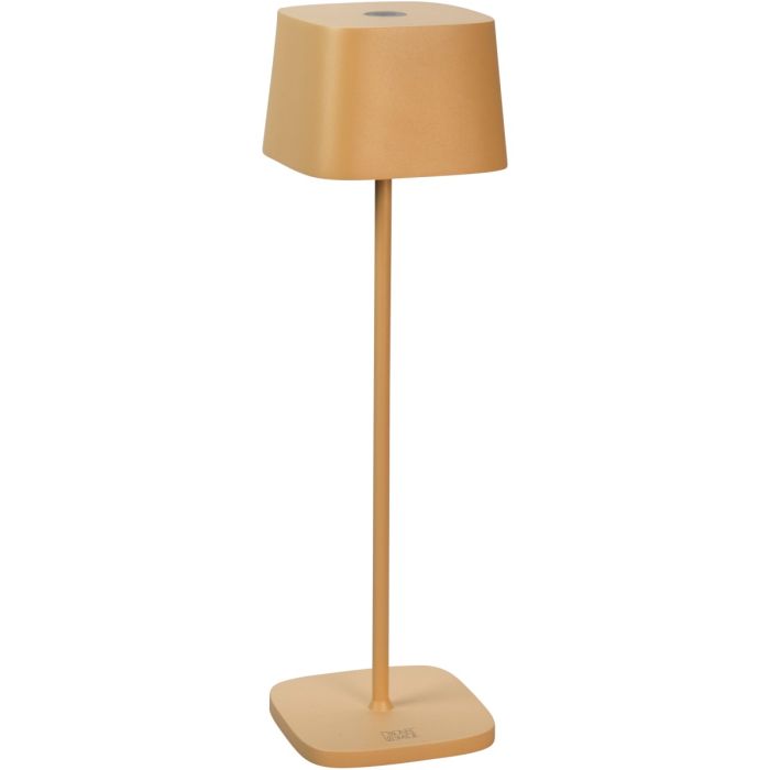 Konstsmide Capri zand kleurige tafellamp op batterijenvan 37 cm hoog en touch dimmer op de kop