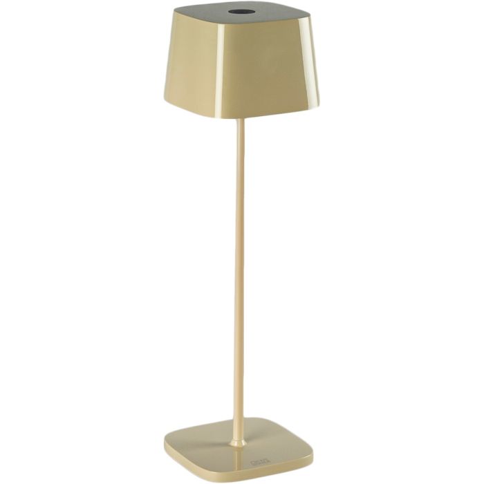 Konstsmide Capri glanzend gebroken witte tafellamp op batterijen van 37 cm hoog en touch dimmer op de kop