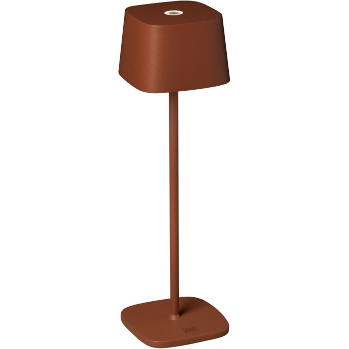 Konstsmide Capri terracotta kleurige tafellamp op batterijen van 37 cm hoog en touch dimmer op de kop