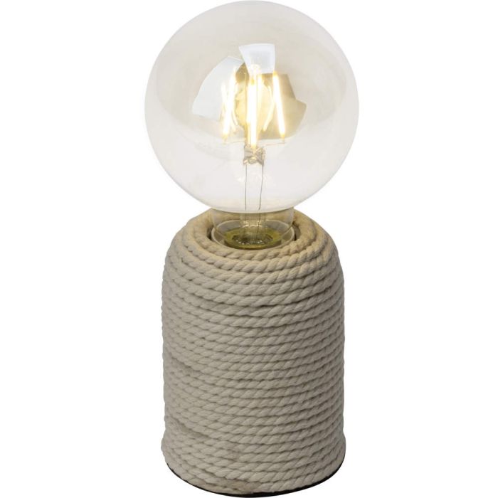 Brilliant Cardu 98843/09 betonnen lampvoet omwikkeld met touw en brandende globelamp