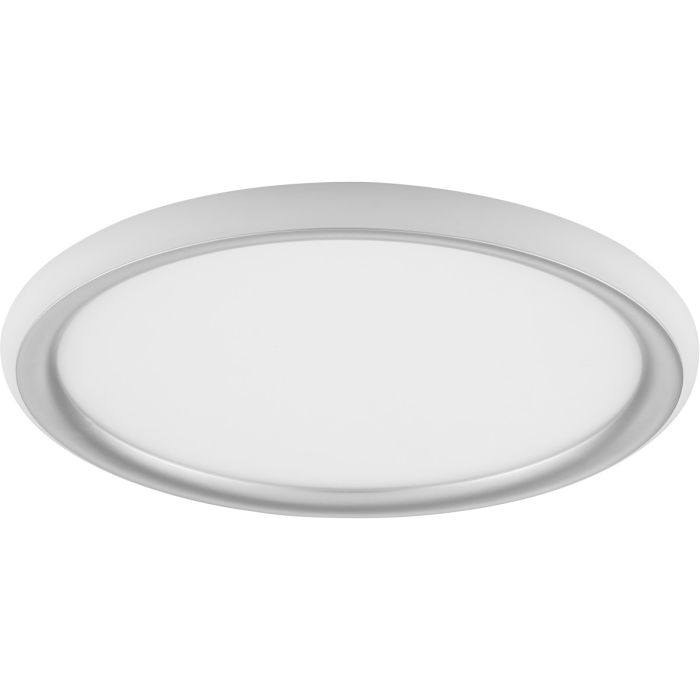 Brilliant Carloz eenvoudige zilverkleurige platte plafonniere van 30 cm in diameter en 3,5 cm hoog