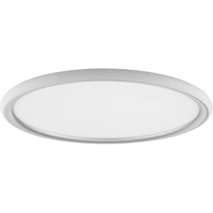 Brilliant Carloz eenvoudige zilverkleurige platte plafonniere van 40 cm in diameter en 3,5 cm hoog