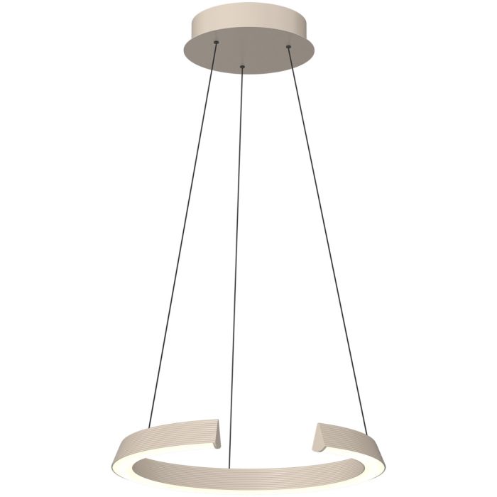Freelight Cavallo creme kleurige hanglamp met ring-hoefijzer vormige kap met geintegreerde LED en een diameter van 50cm aan drie kabels met katrolsysteem voor de hoogte