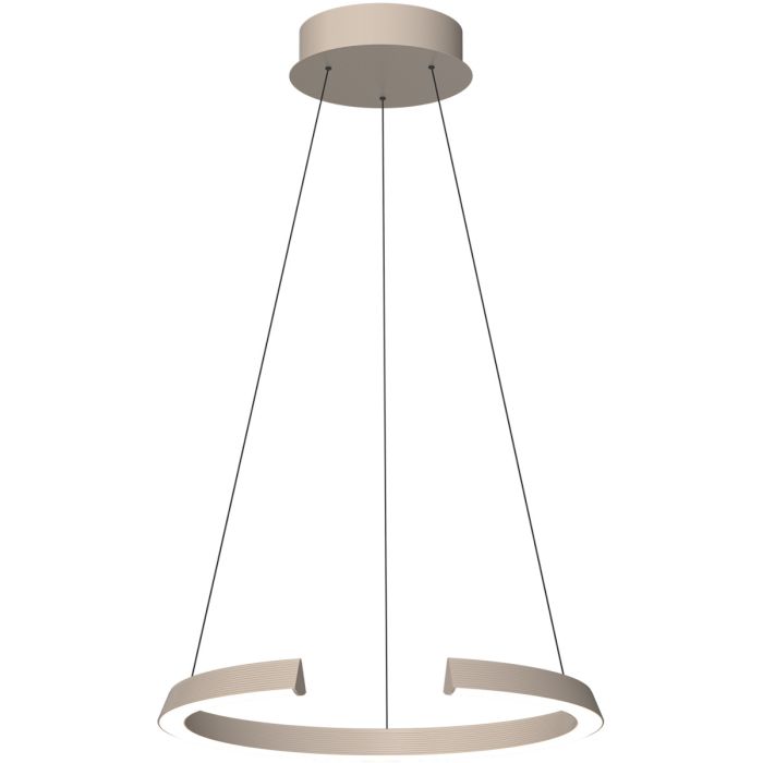 Freelight Cavallo creme kleurige hanglamp met ring-hoefijzer vormige kap met geintegreerde LED en een diameter van 65cm aan drie kabels met katrolsysteem voor de hoogte