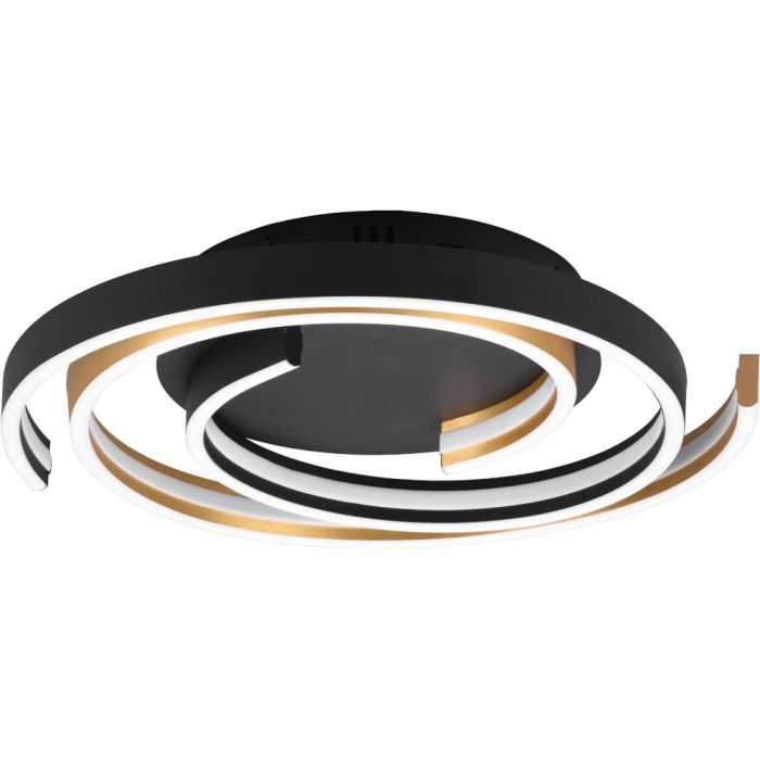 Trio Caya 641910208 ronde plafonniere met een mat messing en zwarte balkspiraal met LED