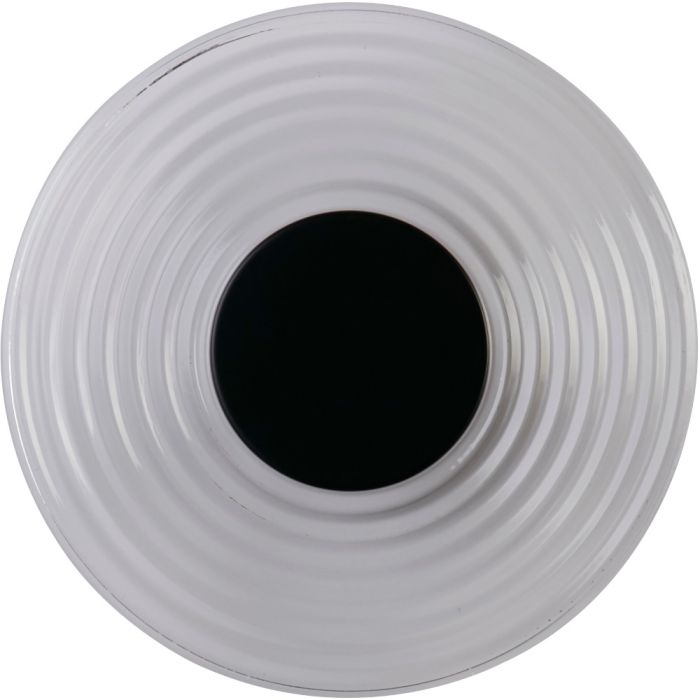 Searchlight Cleo 32210CL schijfvormige wandlamp met zwarte binnenstuk en helder geribbeld glazen schijf