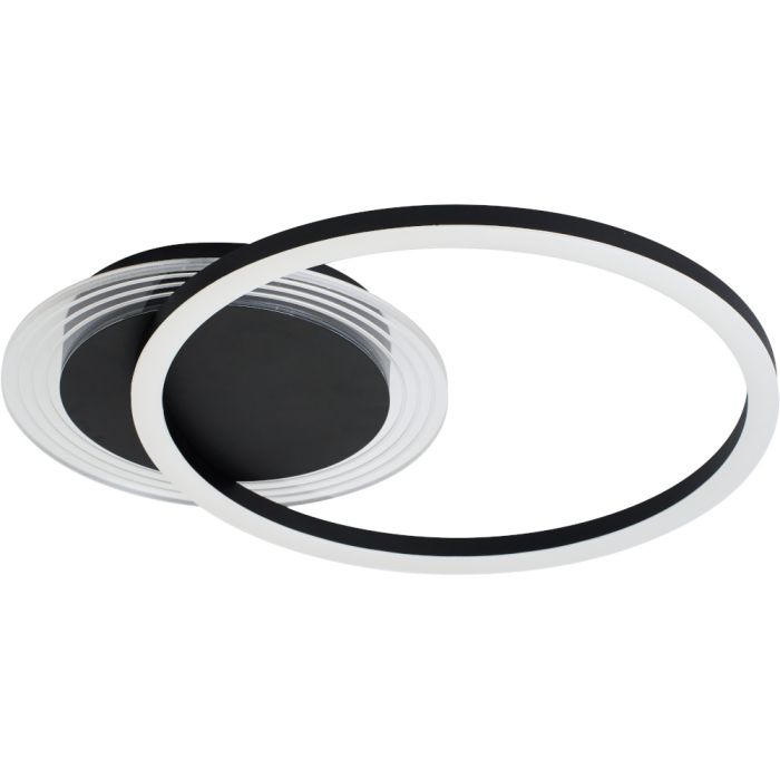 Searchlight Contour 13650BK plafonniere met zwarte plafondplaat met kunststof lichtring en cirkelvormige LED ring daaronder