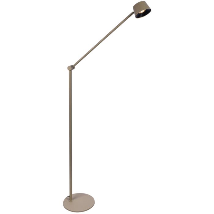 Freelight Cugino olijf groene vloerlamp van 150cm hoog met scharnierende arm en spot met geintegreerde LED en touchdimmer