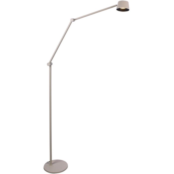 Freelight Cugino creme kleurige vloerlamp van 185cm hoog met dubbel scharnierende arm en spot met geintegreerde LED en touchdimmer