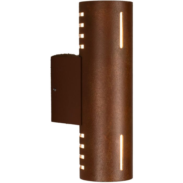 Konstsmide Cuneo roestbruine wandlamp voor buiten van 25 cm hoog met up en down licht