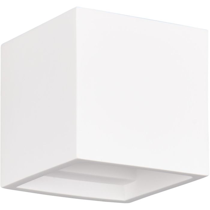 Trio Dadi overschilderbare 11,5cm grote kubusvormige wandlamp van gips met lichtopening naar boven en beneden van