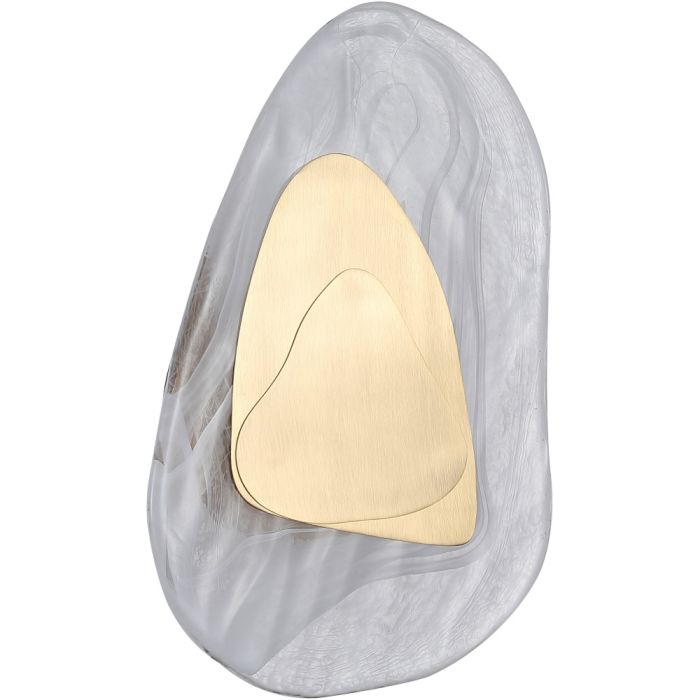 Searchlight Destiny 32983PB mat messing wandlamp met helder glas in de vorm van een platte steen