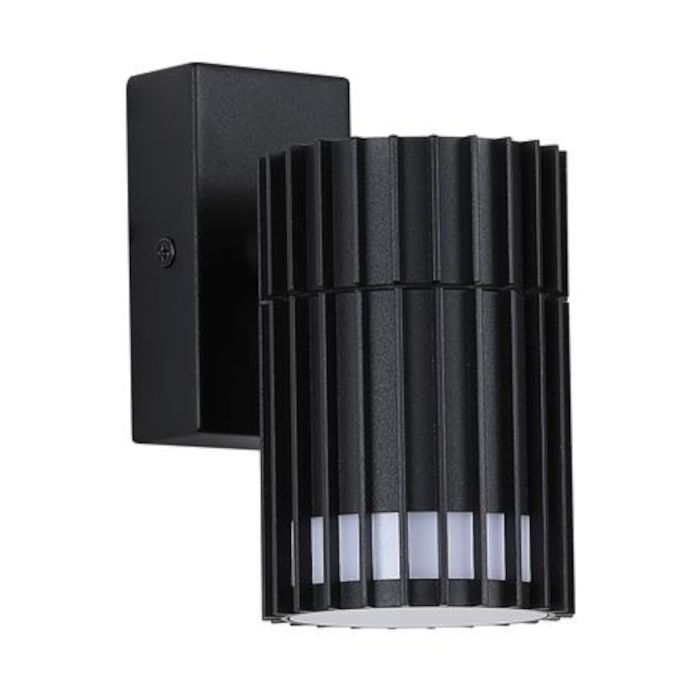 Searchlight Detroit 37737BK zwarte wandlamp met cilindervormige spot met lamellen aan de zijkant