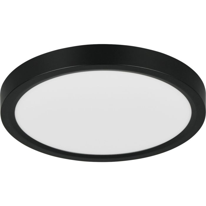 Reality Draco zwarte ronde plafonnière van 23 cm in diameter met een hoogte van 2,6 cm van kunststof met geïntegreerde LED