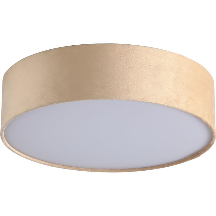 Searchlight Drum 23298-2CP champagne kleurige fluwelen plafonniere met witte kunststof blender