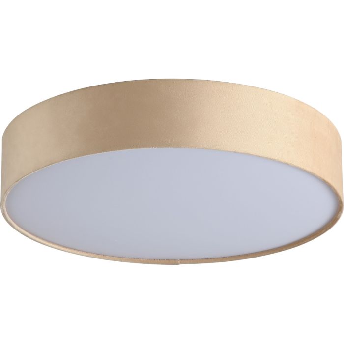 Searchlight Drum 23298-3CP champagne kleurige fluwelen plafonniere van 50cm met wit kunststof blender