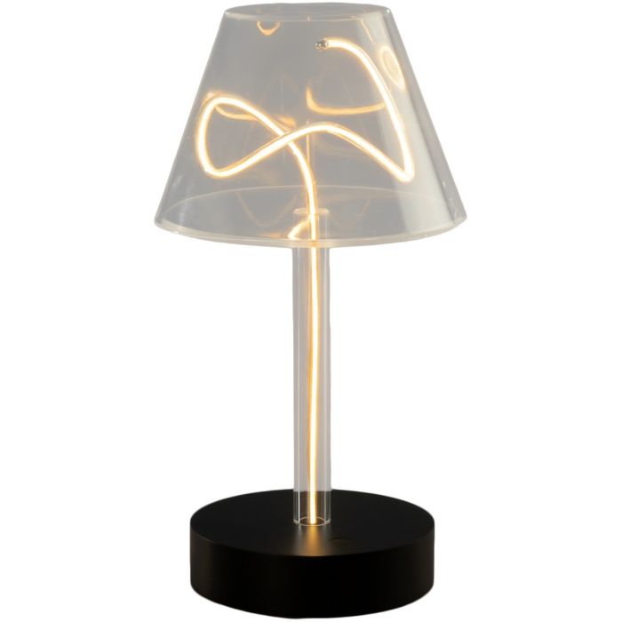 Konstsmide Edison transparant oplaadbaar tafellampje van acryl voor buiten van 28 cm hoog met flexibele magnetische LED  kabel