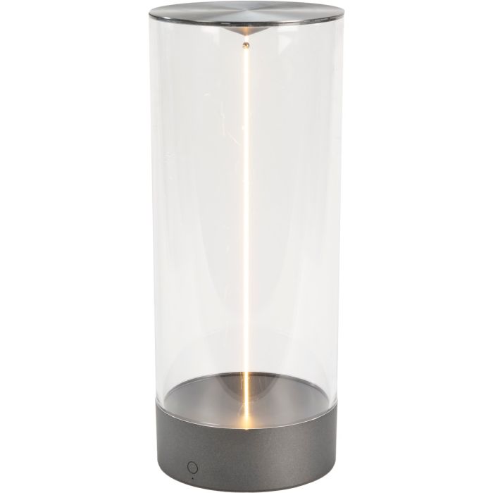 Konstsmide Edison L antraciet grijze tafellamp met flexibele magnetische lichtbron van 32cm en acryl glazen kap