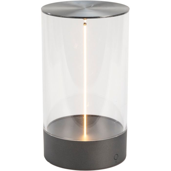 Konstsmide Edison M antraciet grijze tafellamp met flexibele magnetische lichtbron en acryl glazen kap van 23 cm hoog
