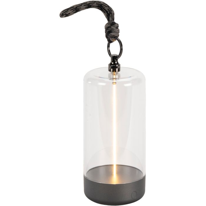Konstsmide Edison XS antraciet grijze tafellamp met flexibele magnetische lichtbron en acryl glazen kap van 14,5 cm hoog