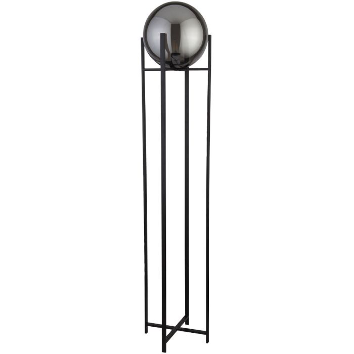 Searchlight Amsterdam EU1030-1SM zwarte vloerlamp met vier spijlen met bovenin een zwartglazen bol