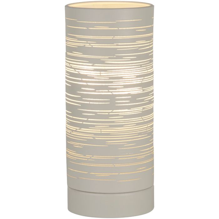 Searchlight Savvy EU1941-1WH brandende witte tafellamp van metaal met lichtdoorlatend streepjesmotief