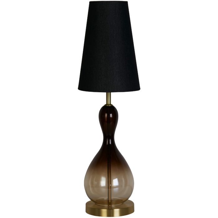 Searchlight Marakesh EU23186BK zwart ombre glazen tafellamp met zwarte kap van textiel