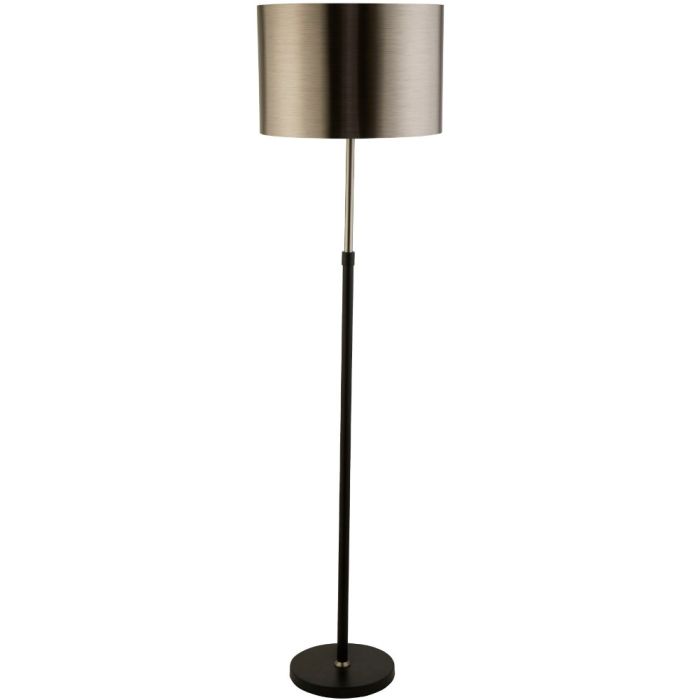 Searchlight Rachel EU3879BK zwarte vloerlamp met staal kleurige kap